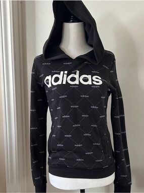 Adidas • Women's XS • Navy Hooded Sweatshirt • White Logo